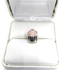 Pandora Sweet Cupcake Charm with Light Pink Enamel and Clear Cubic Zirconia
